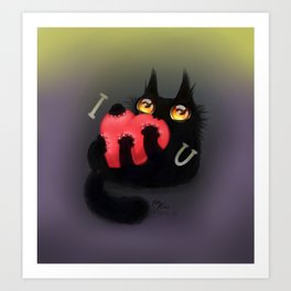 Cat with heart Art Print
