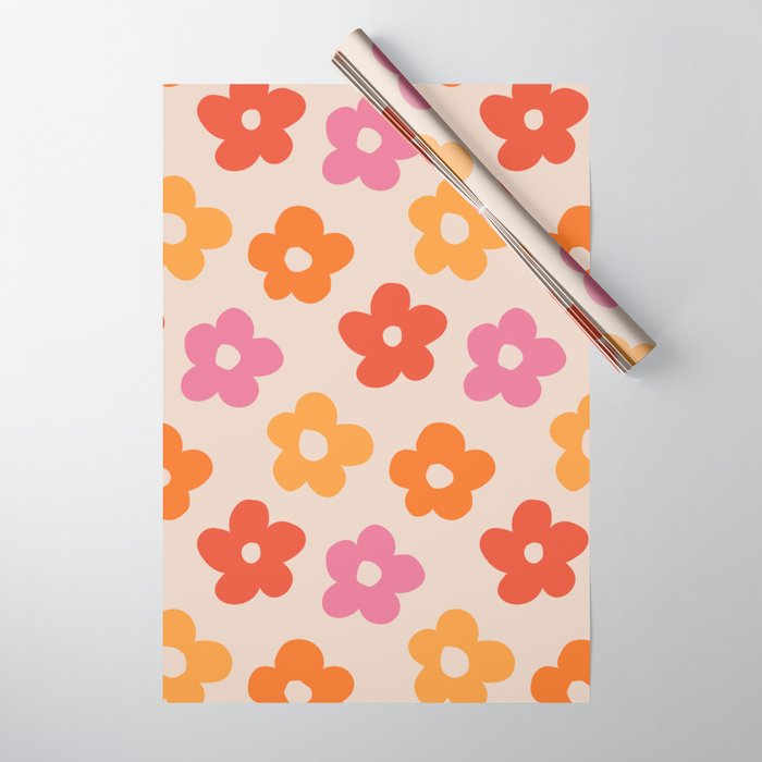 Retro 60s 70s Flowers Pattern #pattern #vintage Wrapping Paper