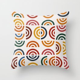 Mid century multicolor retro shapes 2 Throw Pillow