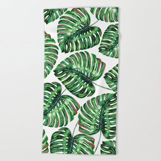 Tropical Greenery #society6 #decor #buyart Beach Towel