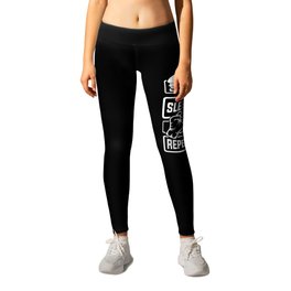 Eat Sleep MMA Repeat - Mixed Martial Arts Fighter Leggings | Fighting, Fitness, Sports, Punches, Technique, Fighter, Guillotinechoke, Anacondachoke, Grappling, Body 