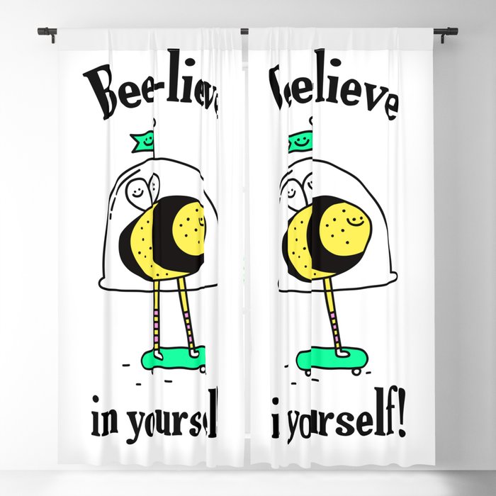Believe in yourself - bee t-shirt, cute bee, happy bee, beelieve in yourself, pun t-shirt Blackout Curtain
