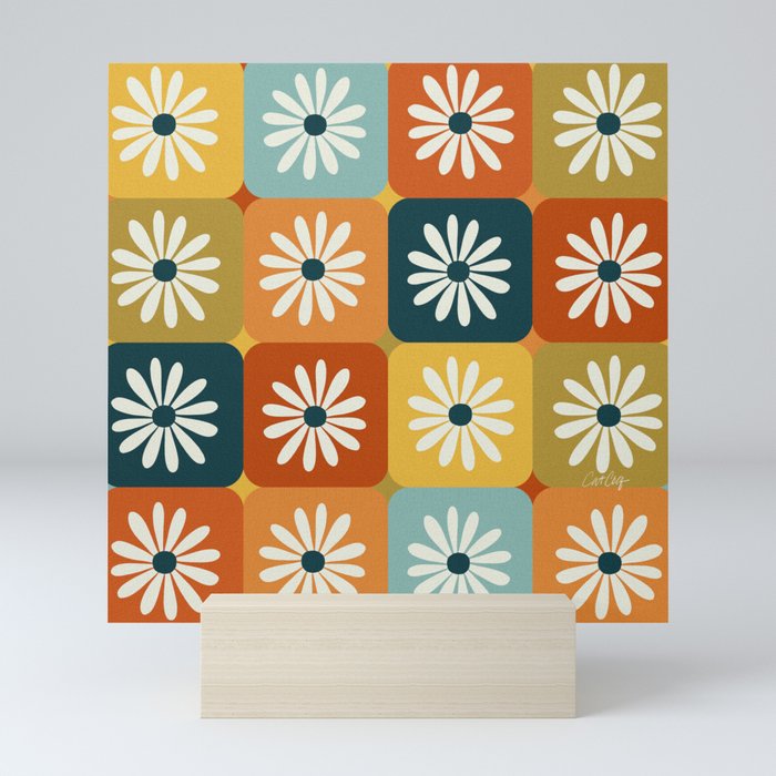 Checkered Daisies – Rainbow Mini Art Print