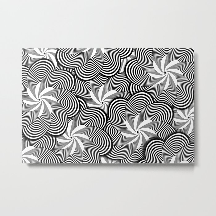 Fun Black and White Flower Pattern - Digital Illustration - Graphic Design Metal Print