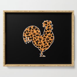 Rooster Leopard Print Serving Tray