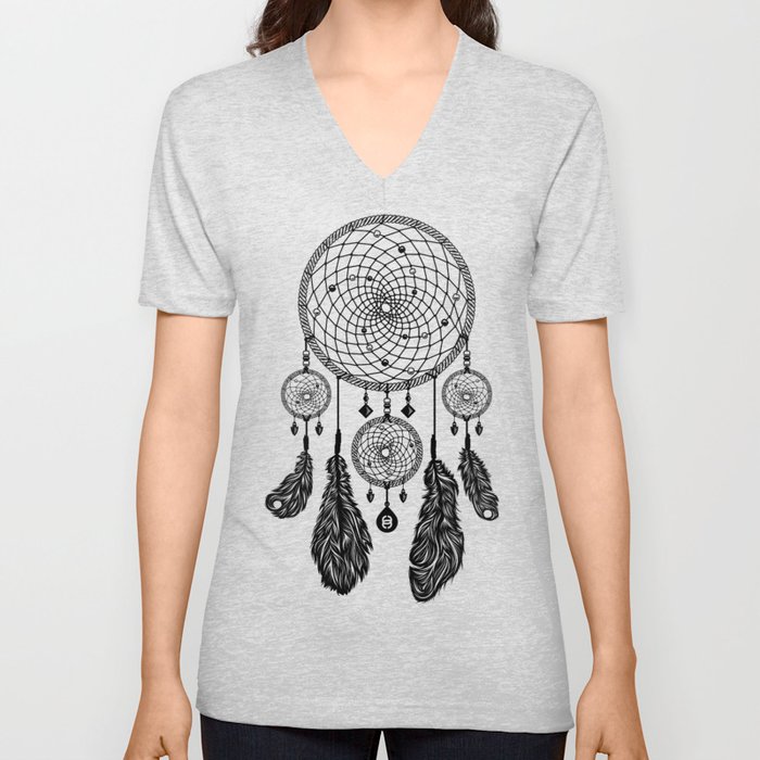 Dreamcatcher (Black & White) V Neck T Shirt