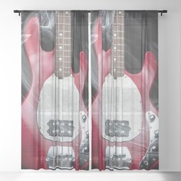 The Flow of Music Minimal Guitar Portrait with Light Painting and Quote Sheer Curtain
