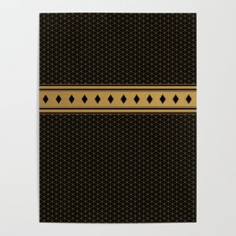 Rich Black Gold Diamond Pattern Design Poster