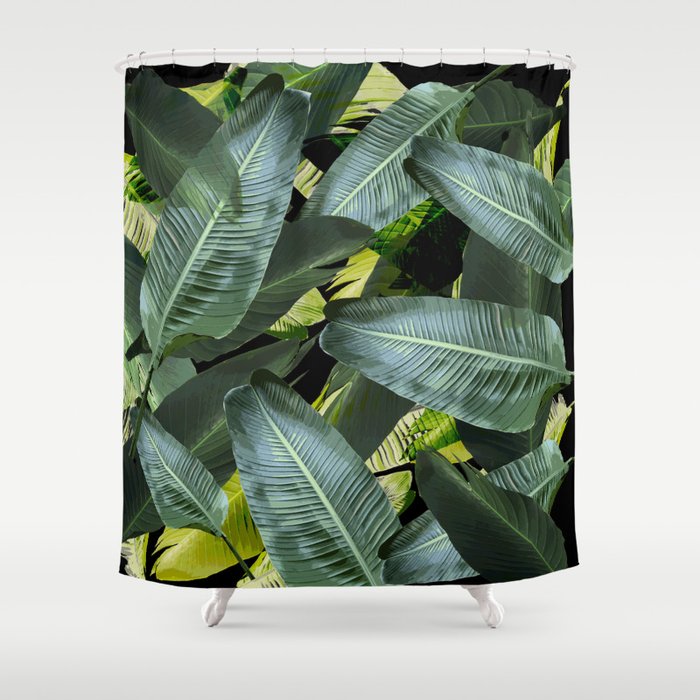 Topical Palm Leaf Banana Leaf Black Background Greens Beach