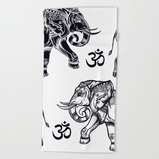 Elephants Pattern Beach Towel
