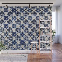 Vintage Blue Ceramic Tiles Wall Mural
