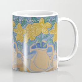Still Life Surreal Yellow Flowers in Vase with Cup by James Robert Robinson 1938-2001 Mug