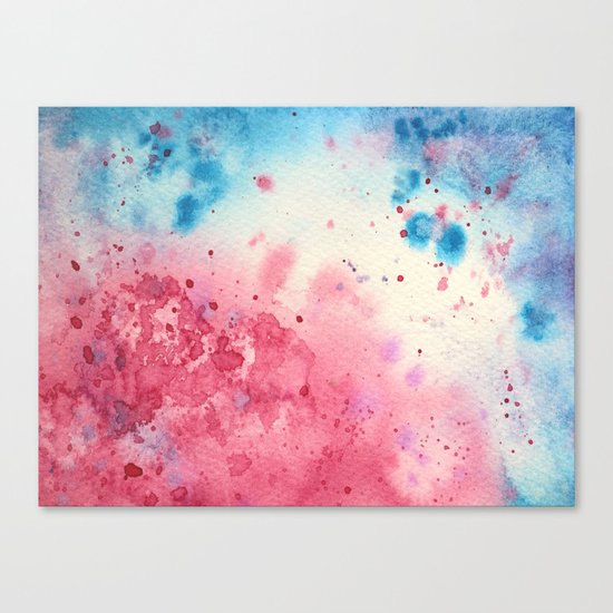 When pink meets blue || watercolor Canvas Print