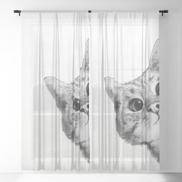 sneaky cat Sheer Curtain