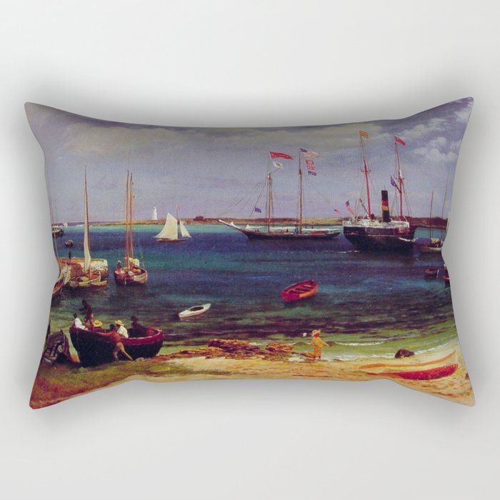 Nassau Harbor By Albert Bierstadt | Reproduction Painting Rectangular Pillow