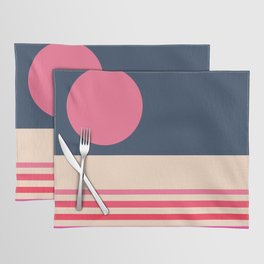 Zica - Colorful Sunset Retro Abstract Geometric Minimalistic Design Pattern Placemat