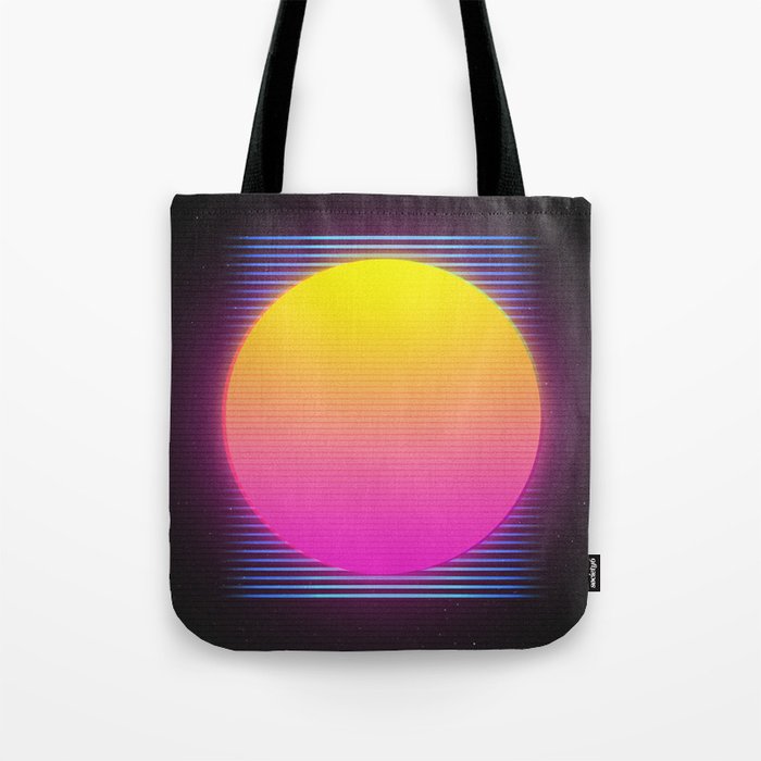 Retro 80's Neon Sunrise Tote Bag