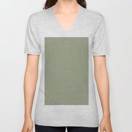 Medium Spring Green Gray Solid Color Pairs PPG Edamame PPG1030-4 - All One Single Shade Hue Colour V Neck T Shirt
