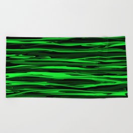 Lime Green and Black Stripes Beach Towel