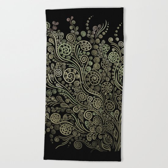 Gold on black Beach Towel
