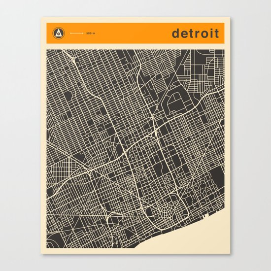 Detroit Map Canvas Print