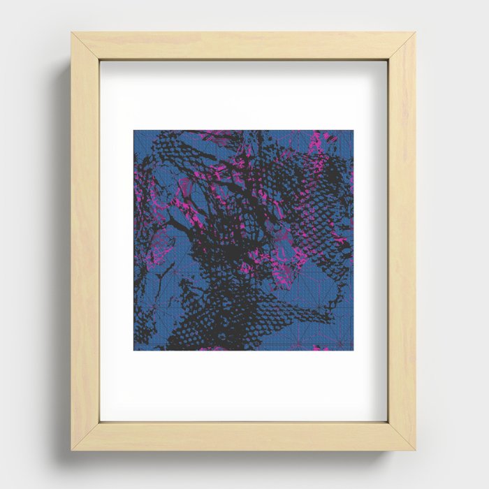 Tango netting ,  blue, black, pink Recessed Framed Print
