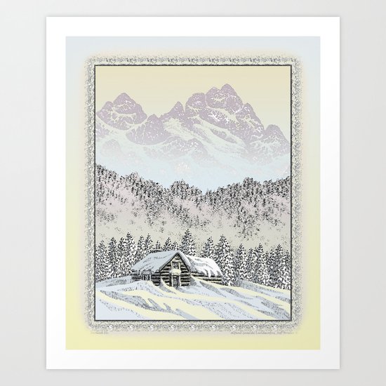 SNOWED IN PEN DRAWING COLOR VERSION Art Print
