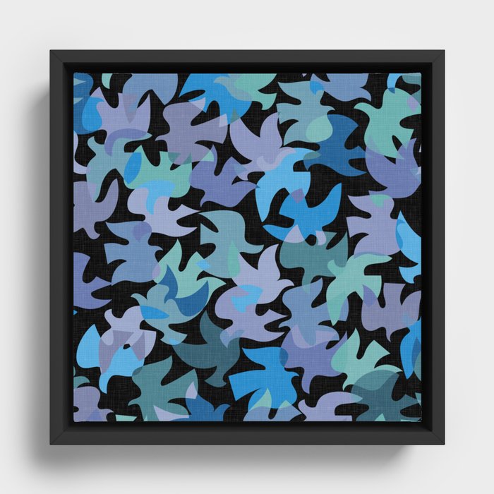 Modern Birds / Vintage Cut Outs in Moody Shades Framed Canvas
