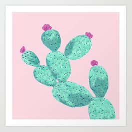 Cactus with pink flowers Art Print