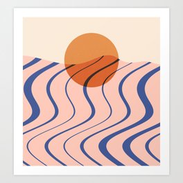 Abstraction_SUN_SURF_SUNRISE_SUNSET_OCEAN_POP_ART_0712A Art Print