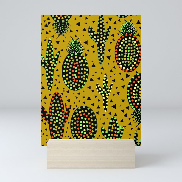 Cacti and pineapples Mini Art Print