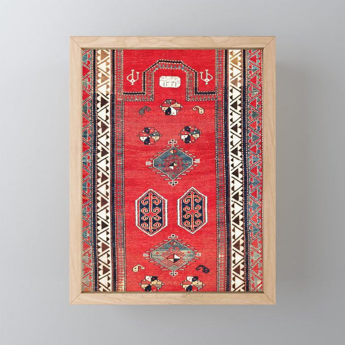 Kazak Borjalou Southwest Caucasus Niche Rug Print Framed Mini Art Print