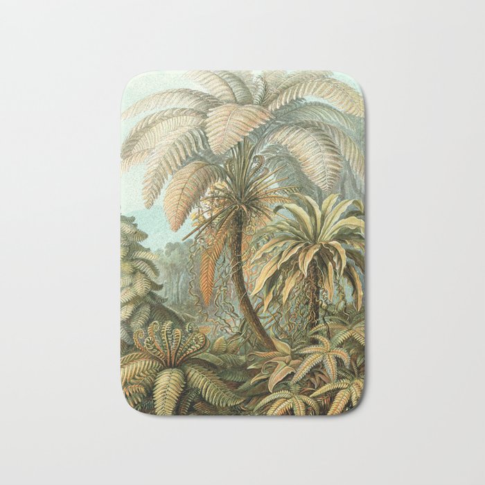 Vintage Tropical Palm Bath Mat