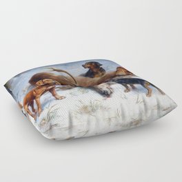 Karl Reichert Bloodhounds with a Hunted Deer Floor Pillow