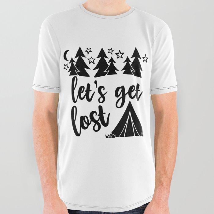 Let's Get Lost Camping Adventure All Over Graphic Tee