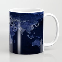 Earth at Night with the lights of most populated cities Coffee Mug