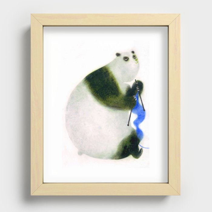 "Un panda tricote..." Book cover Recessed Framed Print