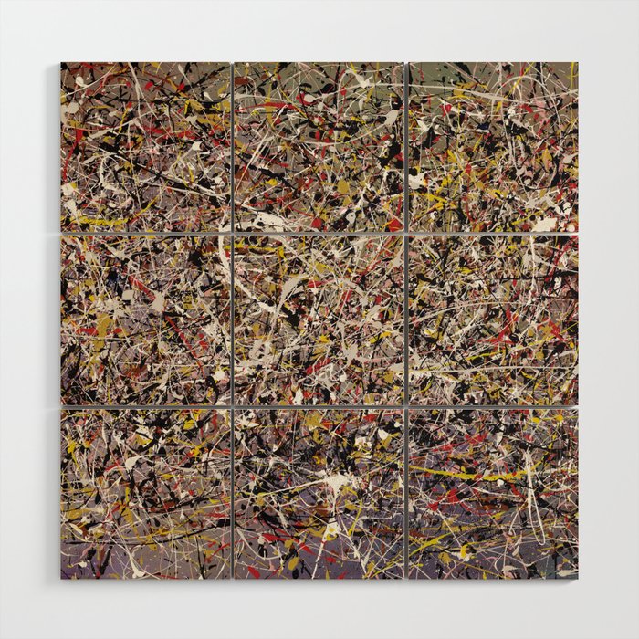 Intergalactic - Jackson Pollock style abstract painting by Rasko Wood Wall Art