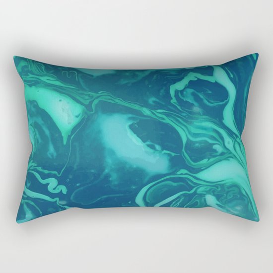 Teal Marble Rectangular Pillow