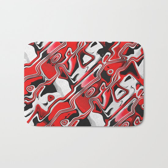 Red, White And Black Abstract Bath Mat