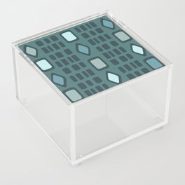 Retro Diamonds Rectangles Teal Acrylic Box