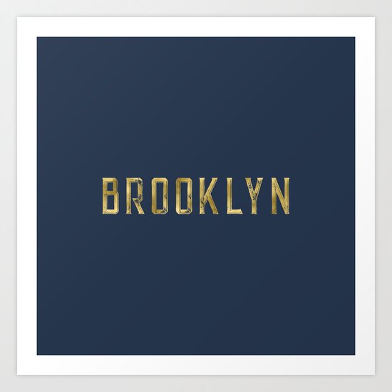 Brooklyn in Gold on Navy Art Print
