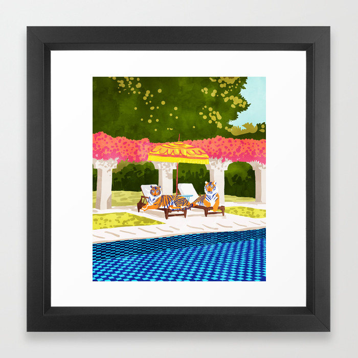 Tiger Vacay Illustration Wildlife Painting Framed Art Print By 83oranges Society6