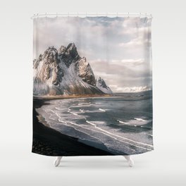 Stokksnes Icelandic Mountain Beach Sunset - Landscape Photography Shower Curtain