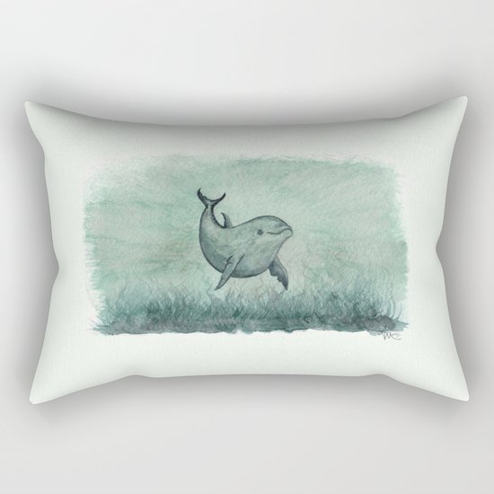 "Notches" by Amber Marine ~ Indian River Lagoon dolphin art, watercolor painting, (c) 2013 Rectangular Pillow