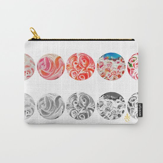 Roses Are Cream, Five Marbles and Circles of Shadow Reflection Carry-All Pouch