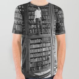 A book lovers dream - Cast-iron Book Alcoves Cincinnati Library black and white photography All Over Graphic Tee