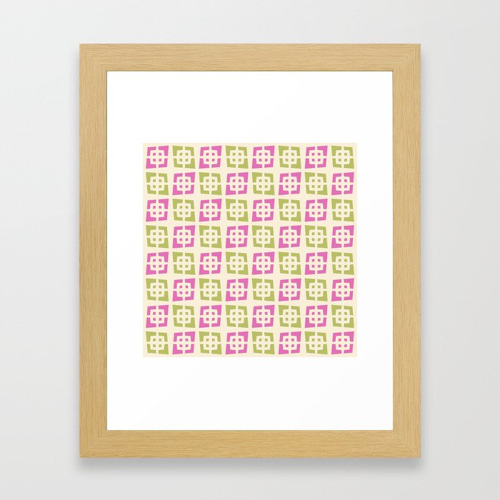Mid Century Modern Pattern 273 Pink Chartreuse Framed Art Print