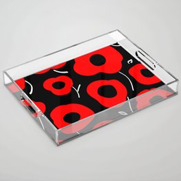 Red flowers pattern Acrylic Tray