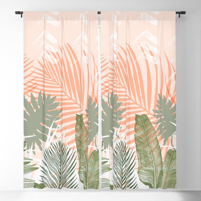 Abstract tropical plants pastel Blackout Curtain